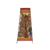 Hand-Painted Leather Lamp with Tree of Life and Colorful Birds